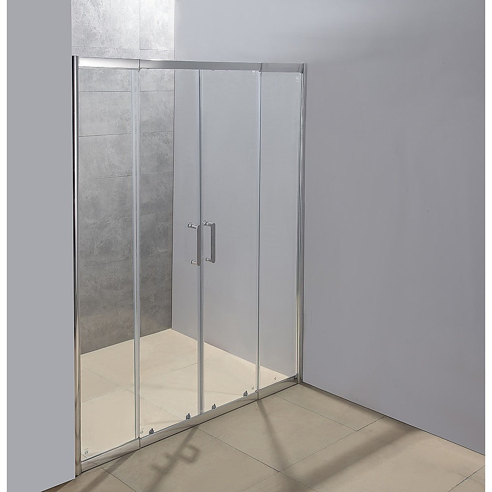 1400-1600mm Sliding Door Safety Glass Shower Screen Chrome By Della Francesca