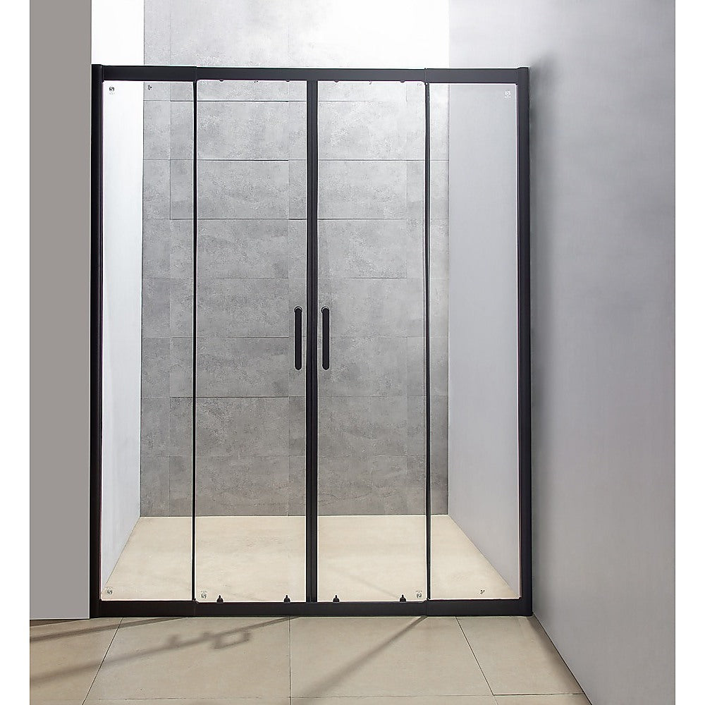 1400-1600mm  Sliding Door Safety Glass Shower Screen Black By Della Francesca