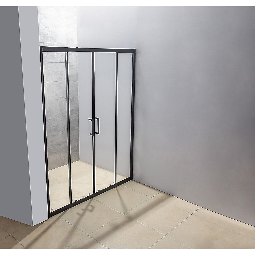 1400-1600mm  Sliding Door Safety Glass Shower Screen Black By Della Francesca