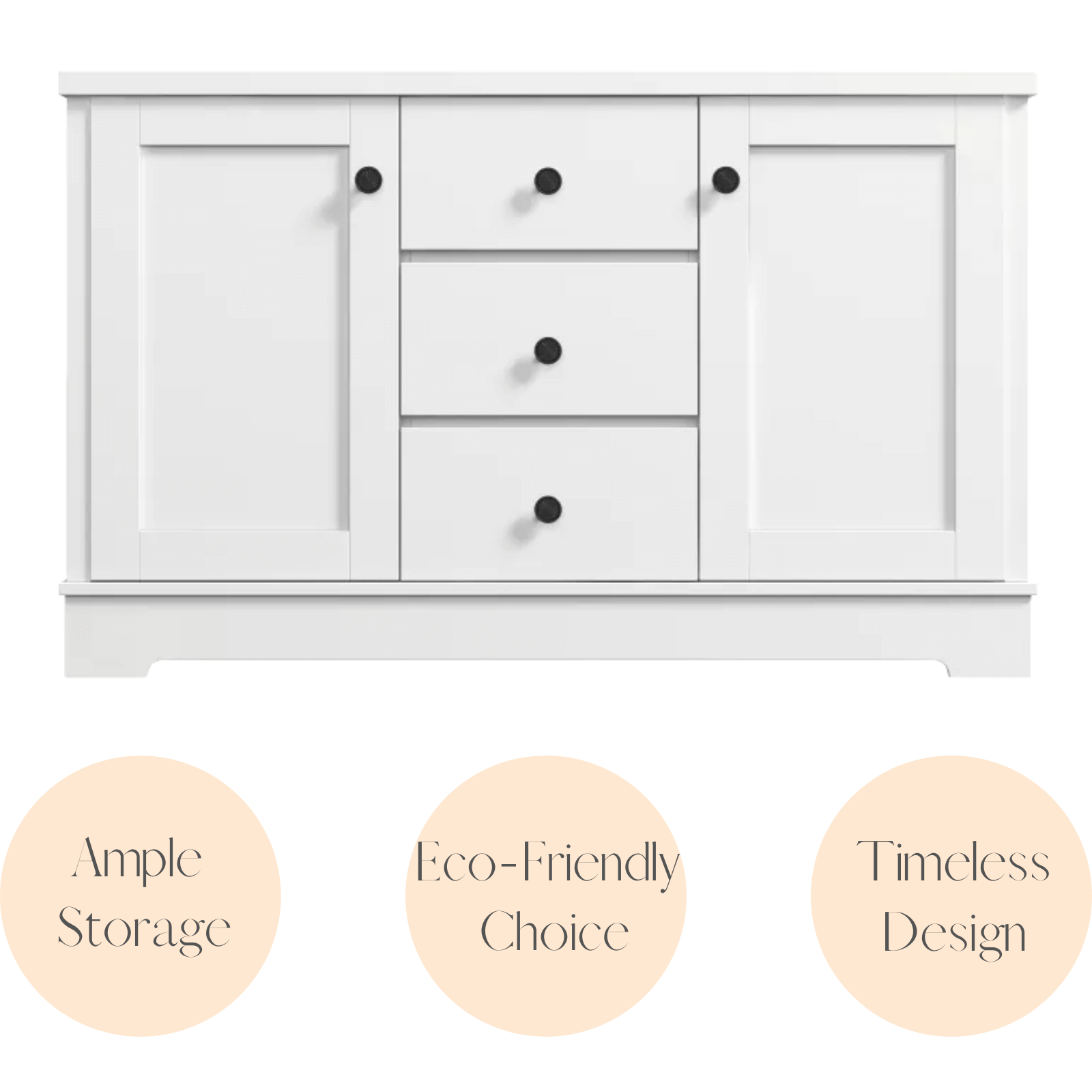 Margaux White Coastal Style Sideboard Buffet Unit