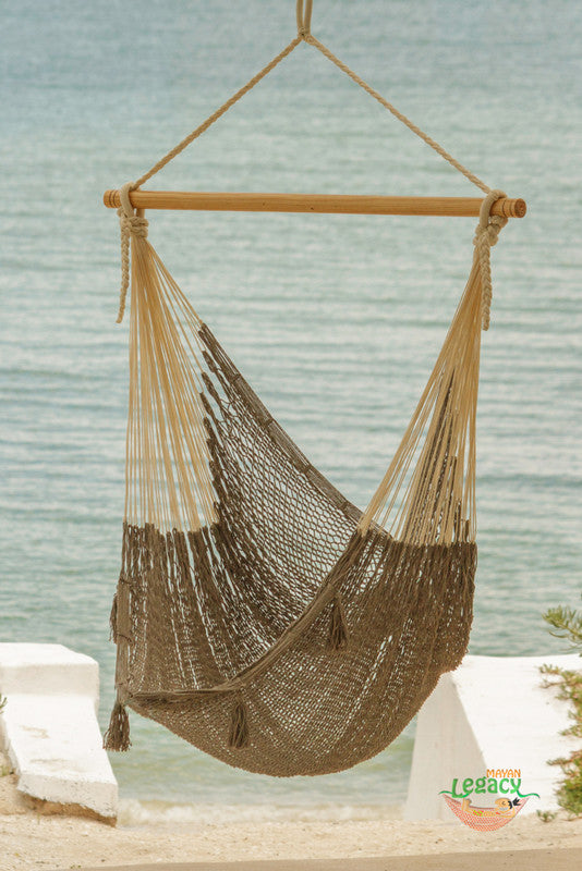 Mayan Legacy Extra Large Outdoor Cotton Mexican Hammock Chair in Dream Sands Colour