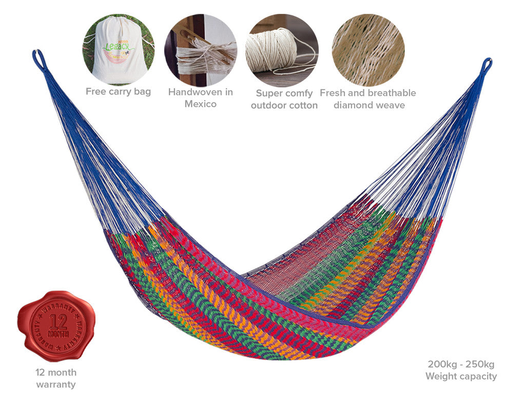 Outdoor undercover cotton Mayan Legacy hammock Family size Mexicana