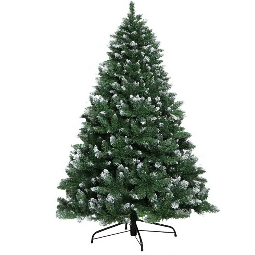 Jingle Jollys Christmas Tree 2.4m Snowy Xmas Tree Decoration 1400 Tips