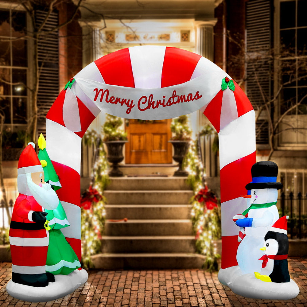 Jingle Jollys Christmas Inflatable Santa Archway 3M Outdoor Decorations Lights