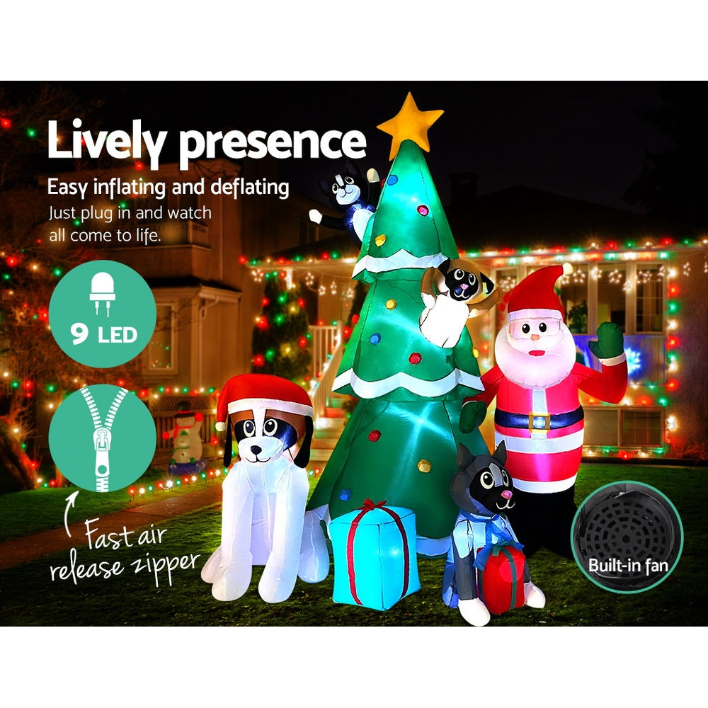 Jingle Jollys Christmas Inflatable Santa Tree 3M Lights Outdoor Decorations LED