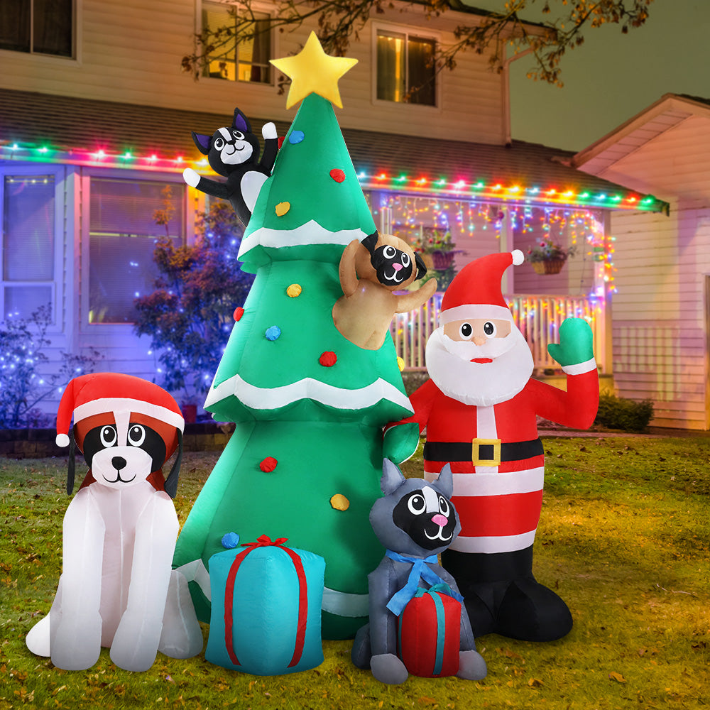 Jingle Jollys Christmas Inflatable Santa Tree 3M Lights Outdoor Decorations LED