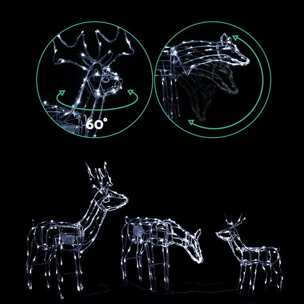 Jingle Jollys Christmas Lights 250 LEDs Fairy Light Reindeer 3pcs Decorations