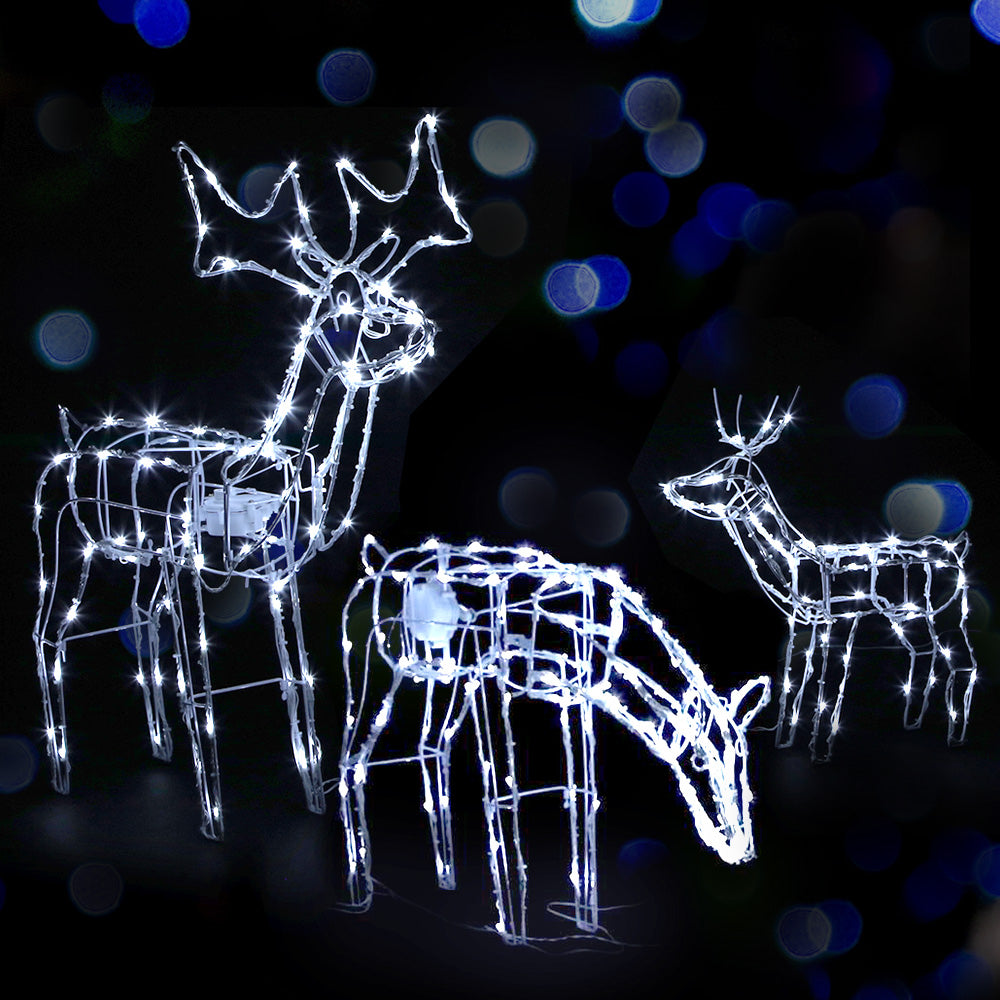 Jingle Jollys Christmas Lights 250 LEDs Fairy Light Reindeer 3pcs Decorations