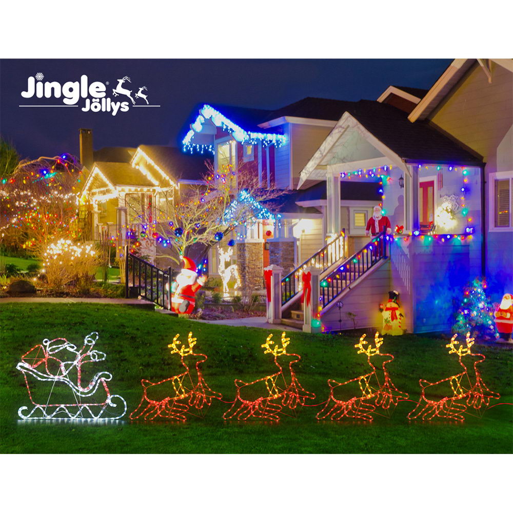 Jingle Jollys Christmas Lights 806 LED Fairy Light Reindeer Sleigh Decorations