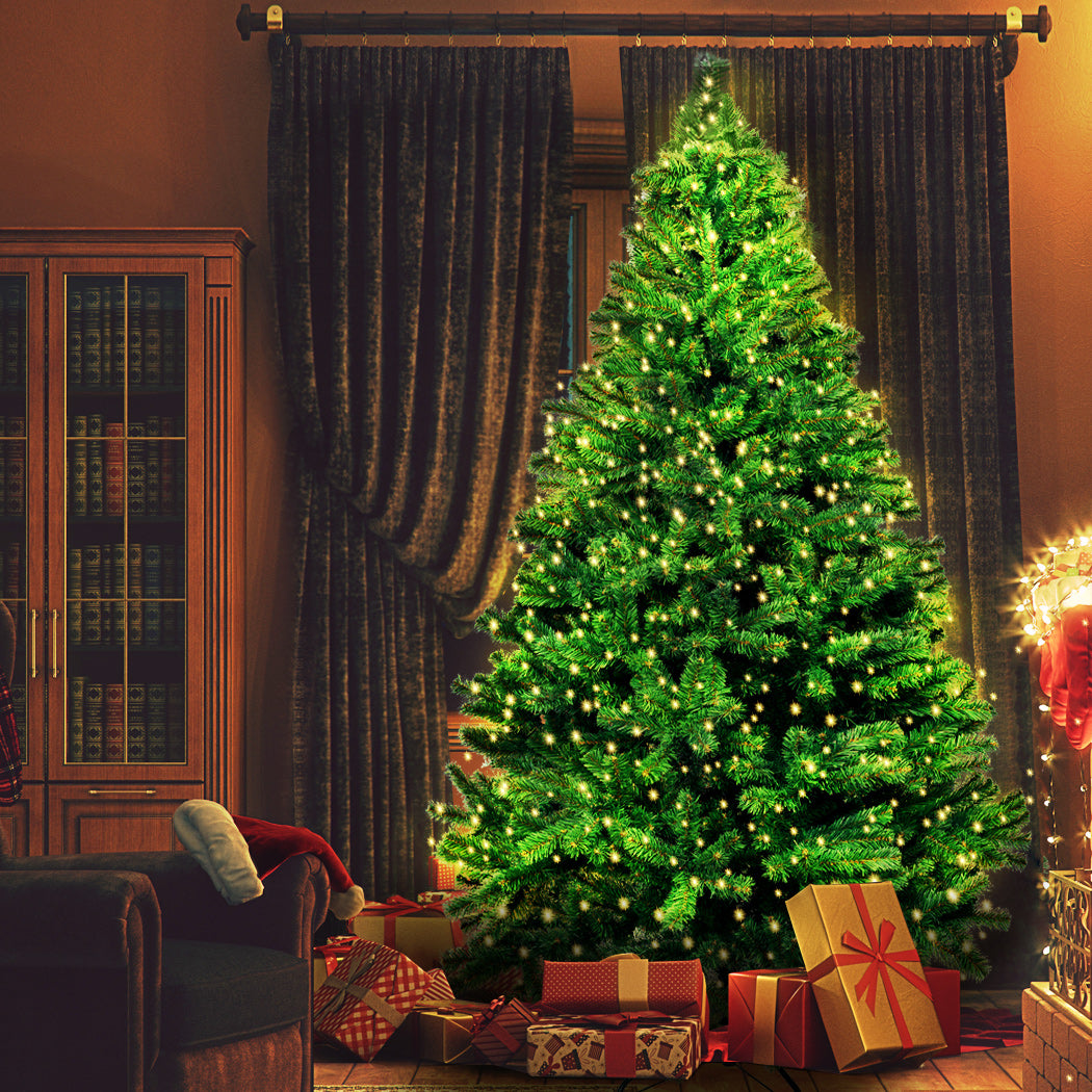 SANTACO Christmas Tree 2.1M 7Ft Xmas Home Garden Decor Warm LED Lights